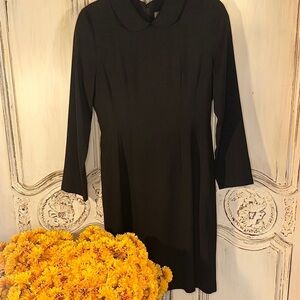 Je Run Elegant Black Long Sleeve Peter Pan  Collar Long Sleeve Dress